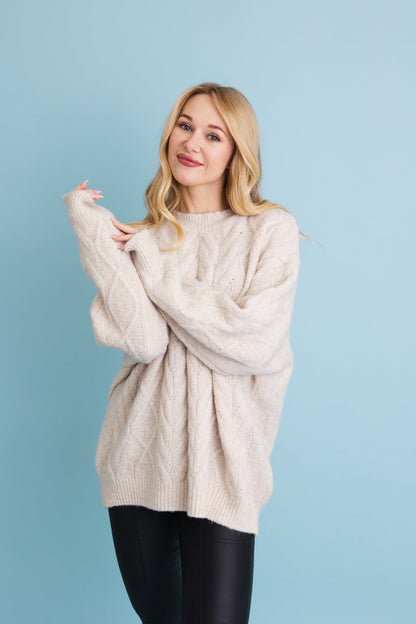 Classic Soft Cable Knit Pullover Sweater Leto Collection
