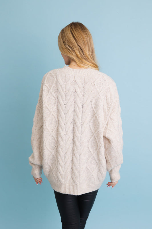 Soul Flow Apparel | Boho Classic Soft Cable Knit Pullover Sweater
