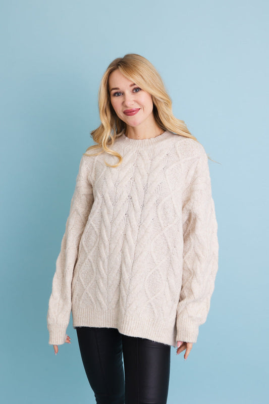 Soul Flow Apparel | Boho Classic Soft Cable Knit Pullover Sweater