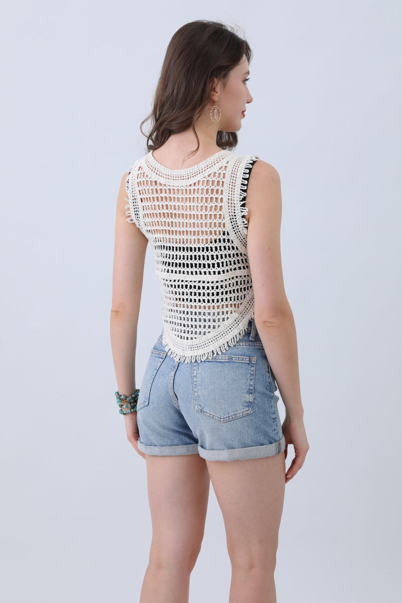 Boho Crochet Vest – Cotton Lace Summer Essential🌞✨ Leto Collection