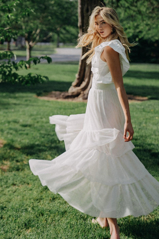 Chic Purpose Tulle Skirt With Ruffles Back Zipper Closure