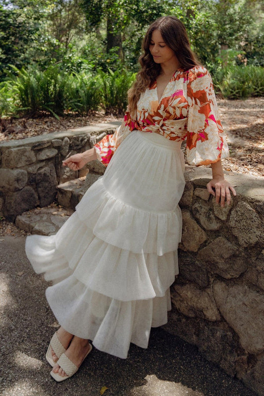 Chic Purpose Tulle Skirt With Ruffles Back Zipper Closure