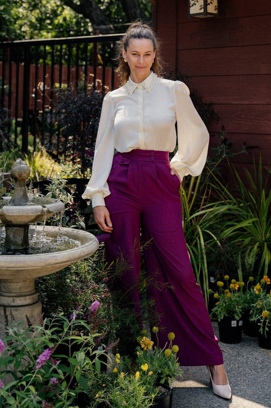 Delicate Feelings Woven Pants With Front Closure Front Pleats And Wide Leg