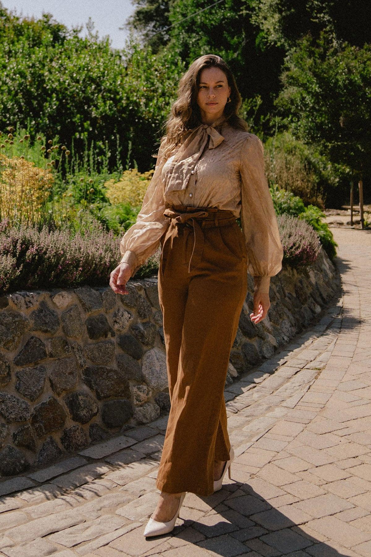 Beyond Compare Semi Sheer Printed Top With Front Tie Closure
