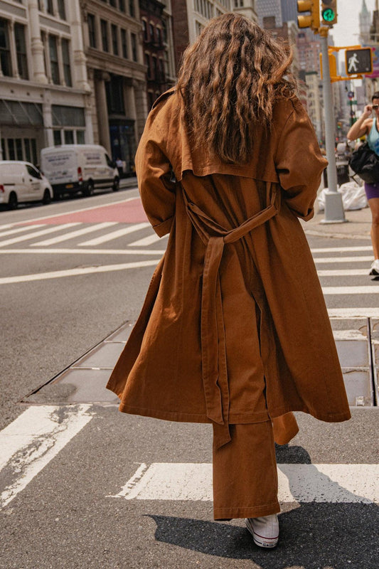 Keeper Of My Heart Cotton Twill Trench Coat With Self Tie Waist