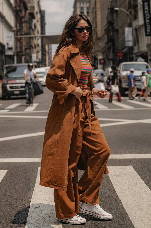 Keeper Of My Heart Cotton Twill Trench Coat With Self Tie Waist