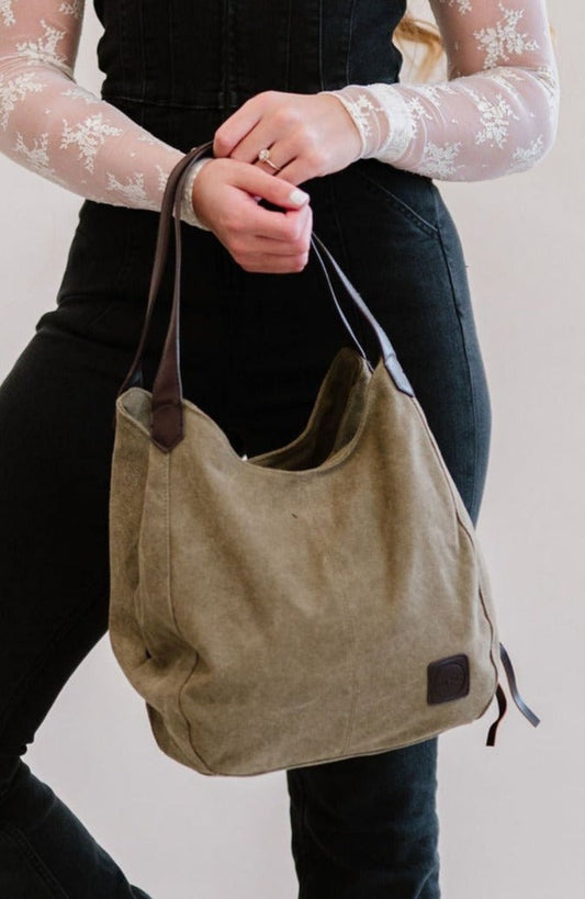 Anniston Canvas Hobo Bag-Soul Flow Apparel