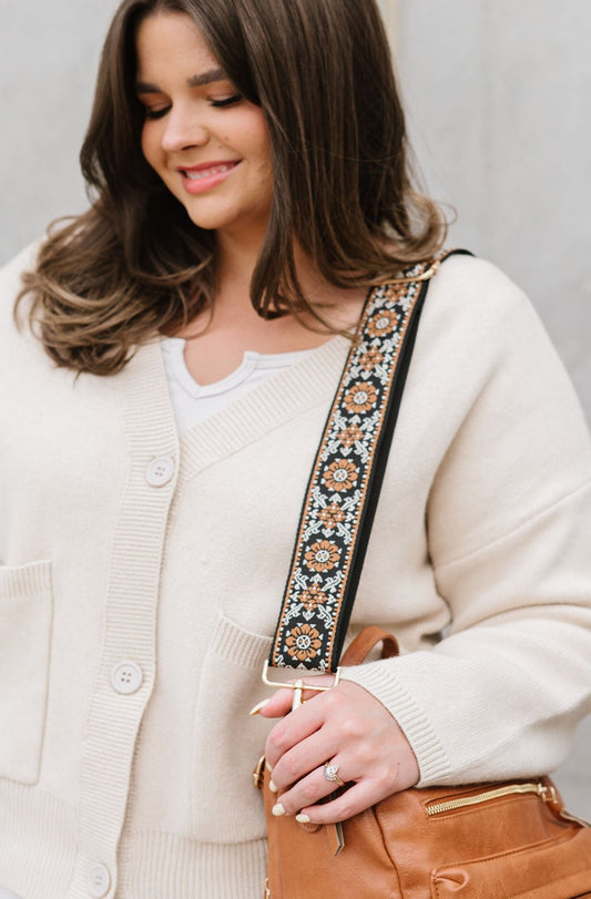 Greta Embroidered Adjustable Bag Strap-Soul Flow Apparel