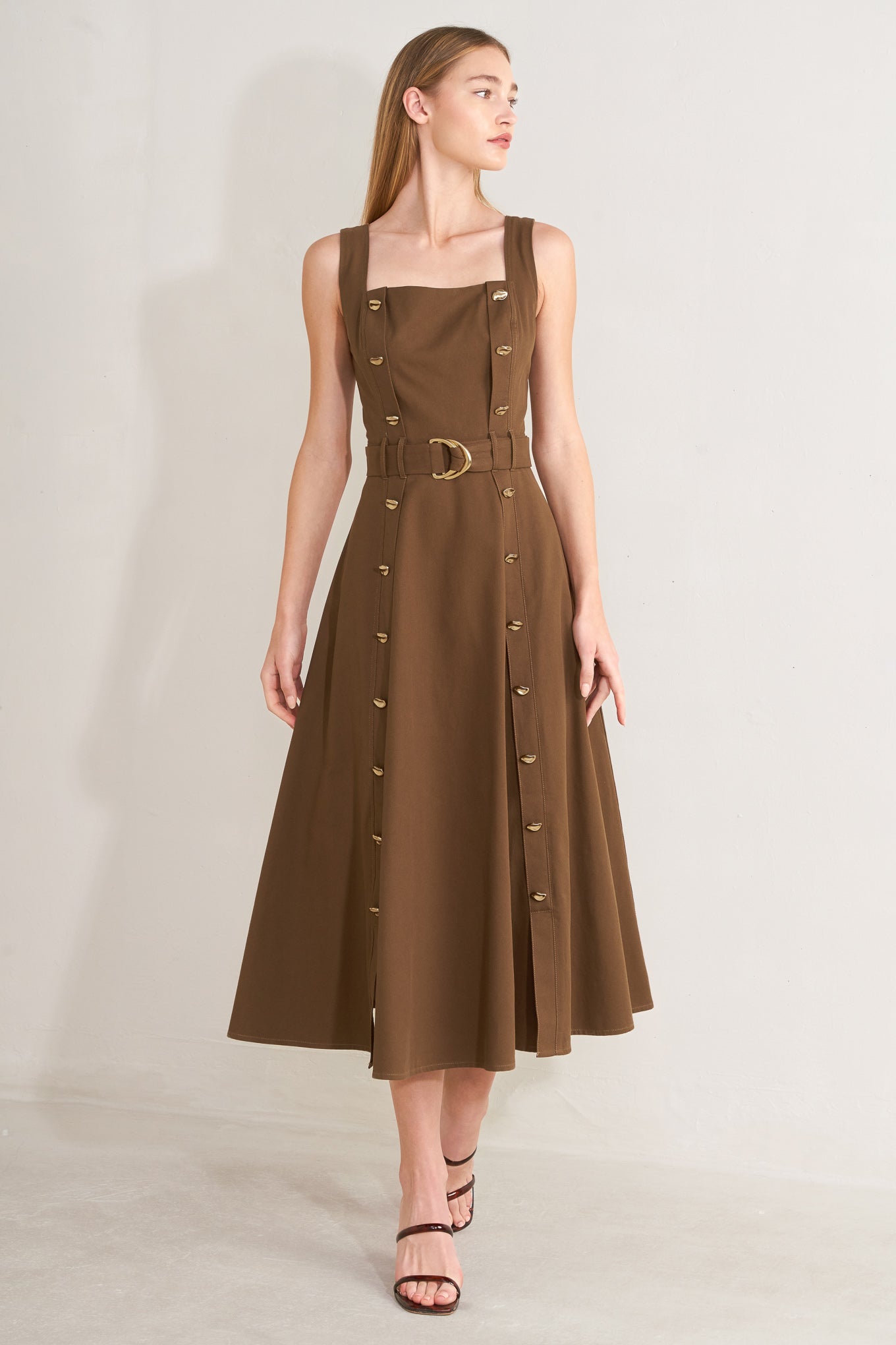 SWEET SIENNA WOVEN MIDI DRESS