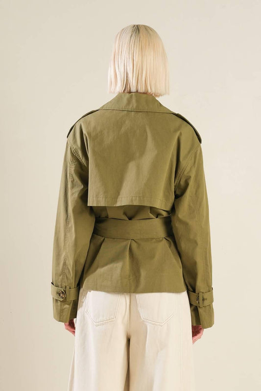 Hidden Reflections Woven Jacket in olive, view 2 — Soul Flow Apparel