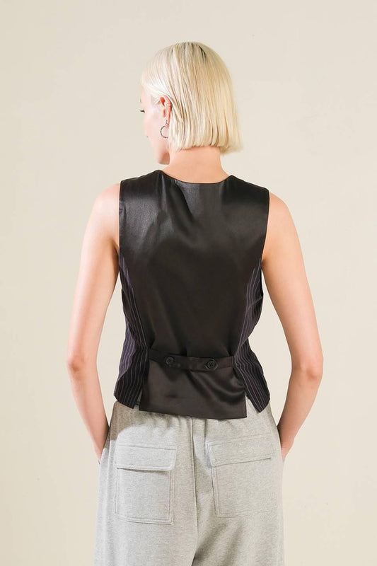 Caught Your Eye Woven Vest in navy, view 2 — Soul Flow Apparel