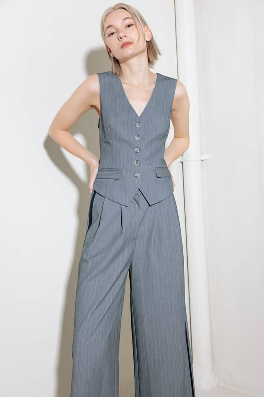 Smile Bright in Grey Woven Vest, view 1 — Soul Flow Apparel