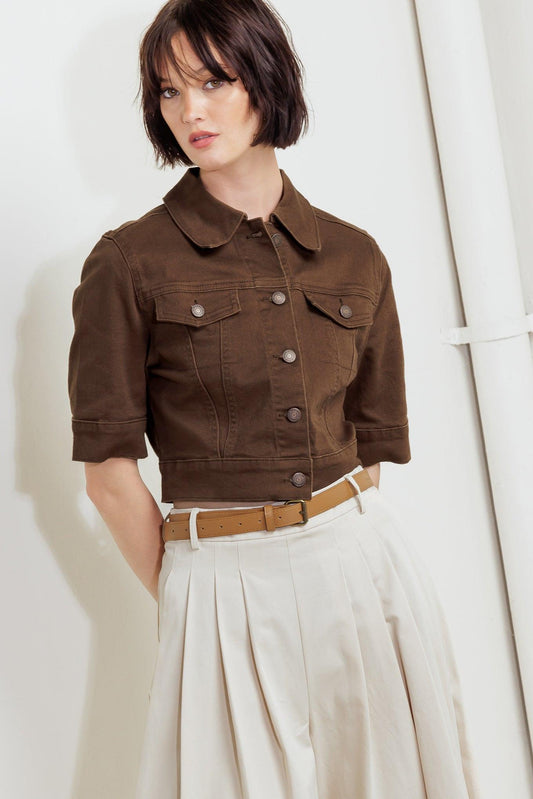 Effortless Edge Brown Twill Jacket, view 1 — Soul Flow Apparel