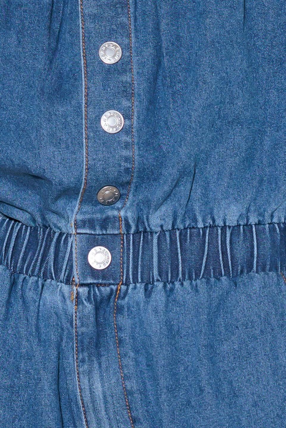 GRACEFULLY WRAPPED MEDIUM DENIM ROMPER