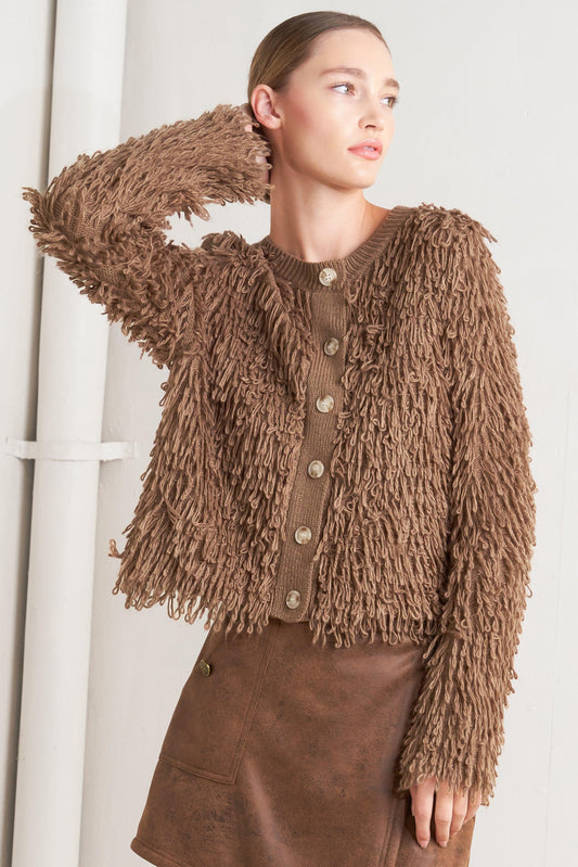 Live in the Now Sweater Cardigan in l.brown, view 1 — Soul Flow Apparel
