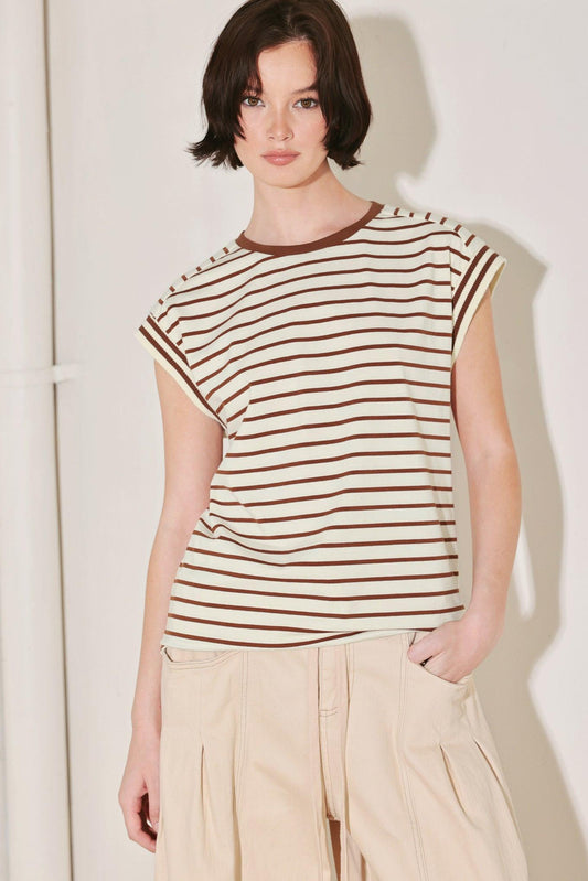 Indie Icon Energy Knit Top in brown multi, view 1 — Soul Flow Apparel
