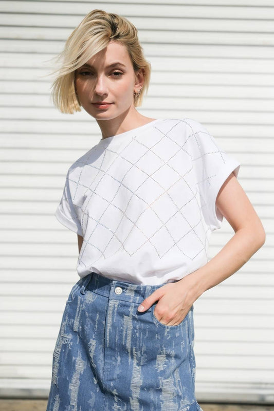 Sunny Essence Knit Top in white, view 1 — Soul Flow Apparel