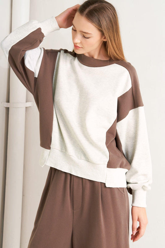 In Too Deep Pullover Knit Top in oatmealbrown, view 5 — Soul Flow Apparel