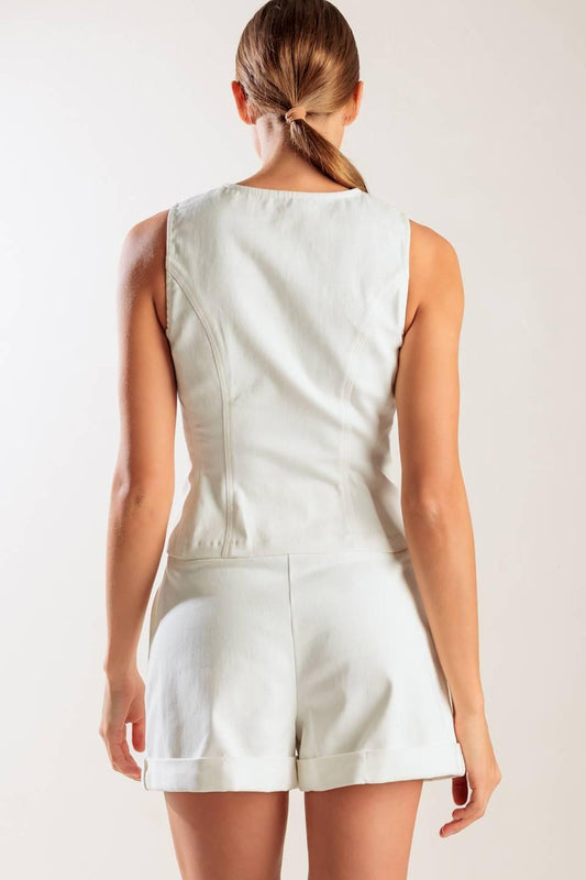 Love Letters White Woven Vest, view 6 — Soul Flow Apparel