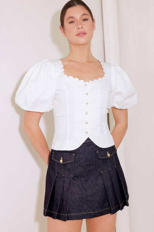 NEVER ORDINARY WHITE WOVEN TOP