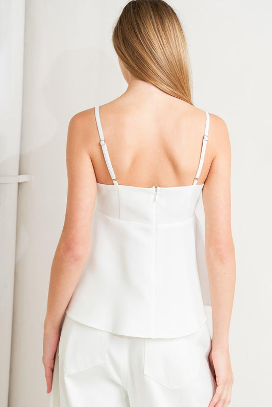 Minimal Mood Woven Cami Top in white, view 6 — Soul Flow Apparel