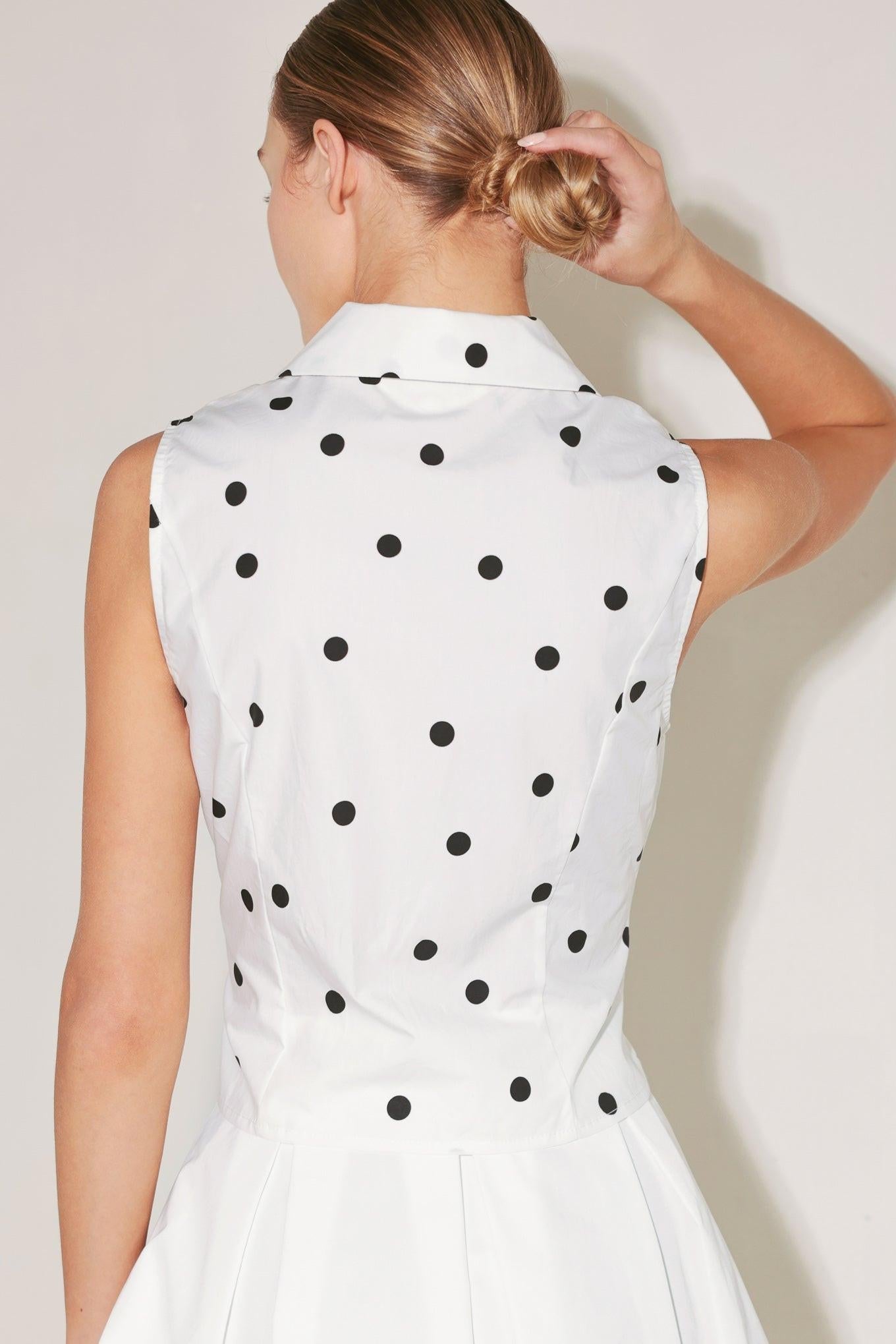 CAFÉ NOIR POLKA WOVEN TOP