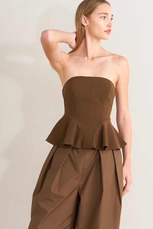Effortless Elegance Woven Tube Top in brown, view 1 — Soul Flow Apparel