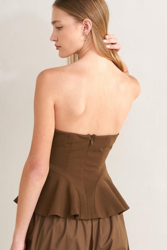 Effortless Elegance Woven Tube Top in brown, view 4 — Soul Flow Apparel