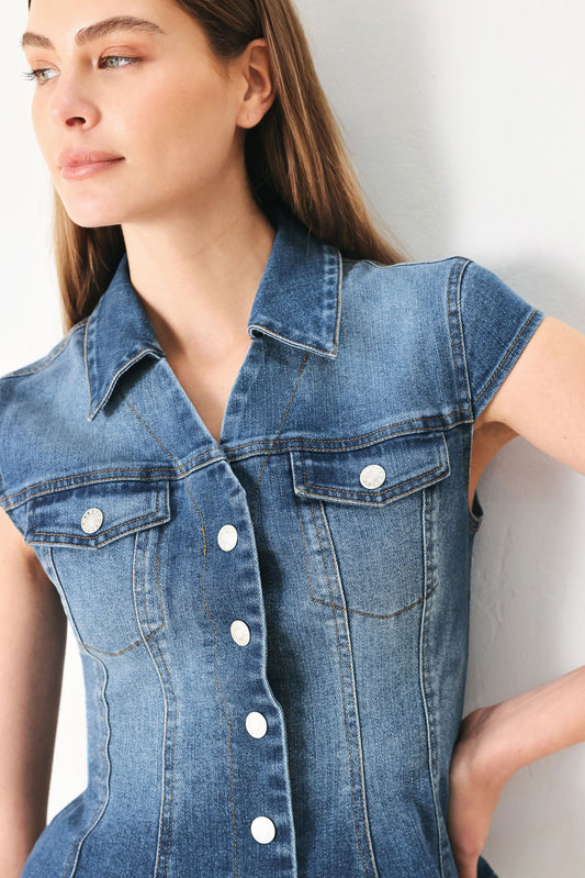 LOVELY COLLAR DENIM TOP