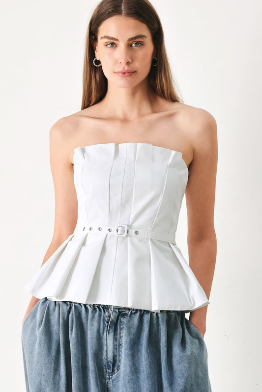 Pure Frame Woven Tube Top in white, view 2 — Soul Flow Apparel