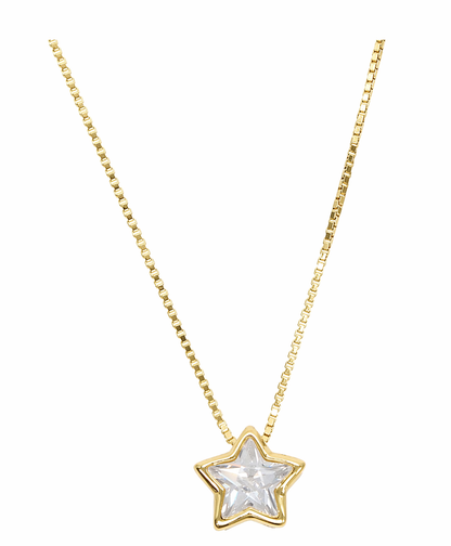 CZ Bezel Necklace - Star