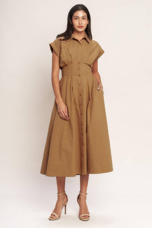 LOVE YOU MORE WOVEN MIDI DRESS