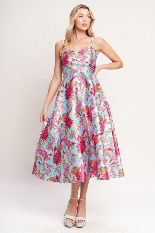 ELEVATED GARDEN WOVEN MIDI DRESS