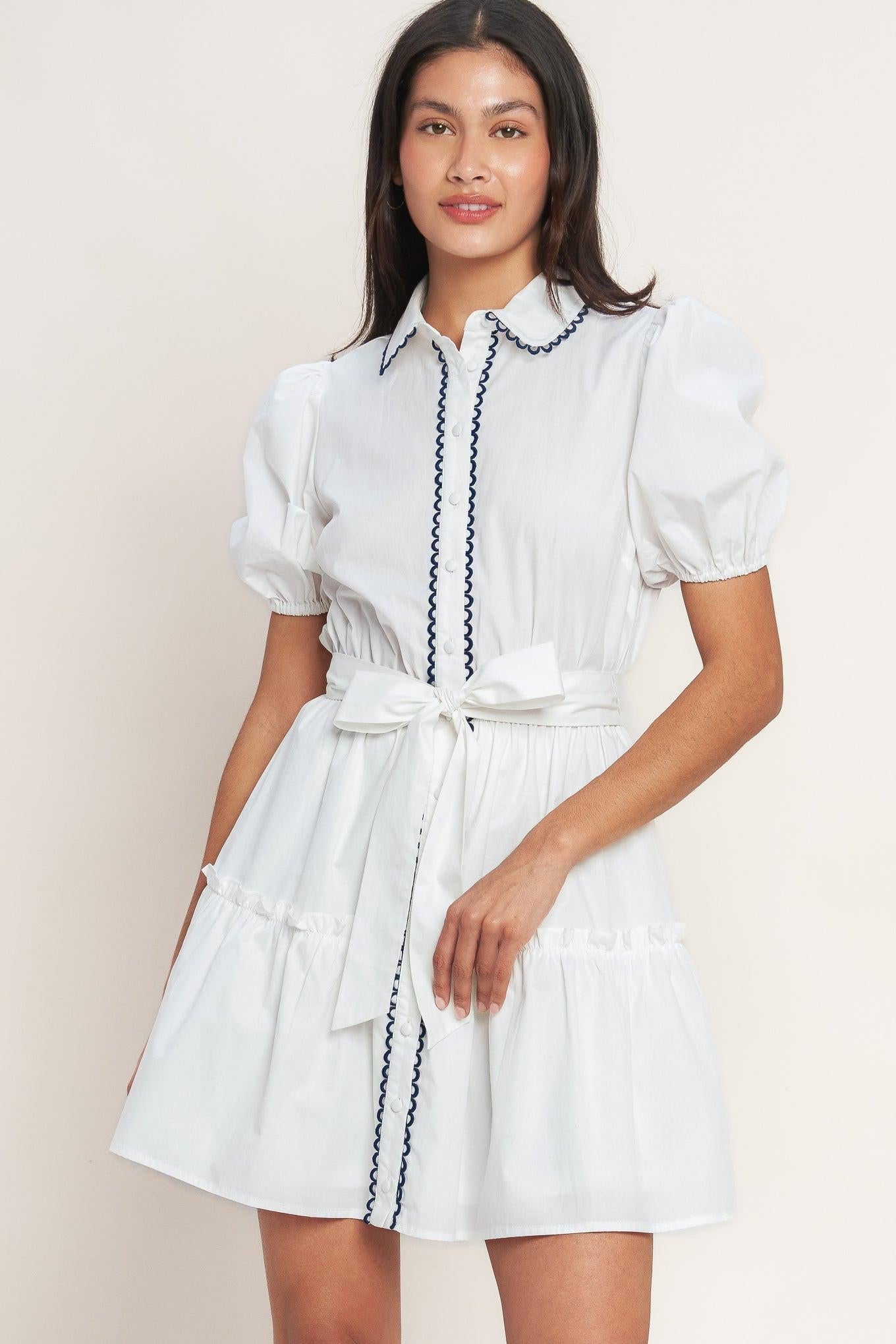 A LITTLE BIT LOVELY WOVEN MINI DRESS