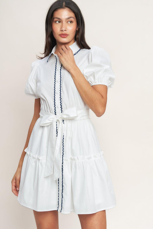 A LITTLE BIT LOVELY WOVEN MINI DRESS