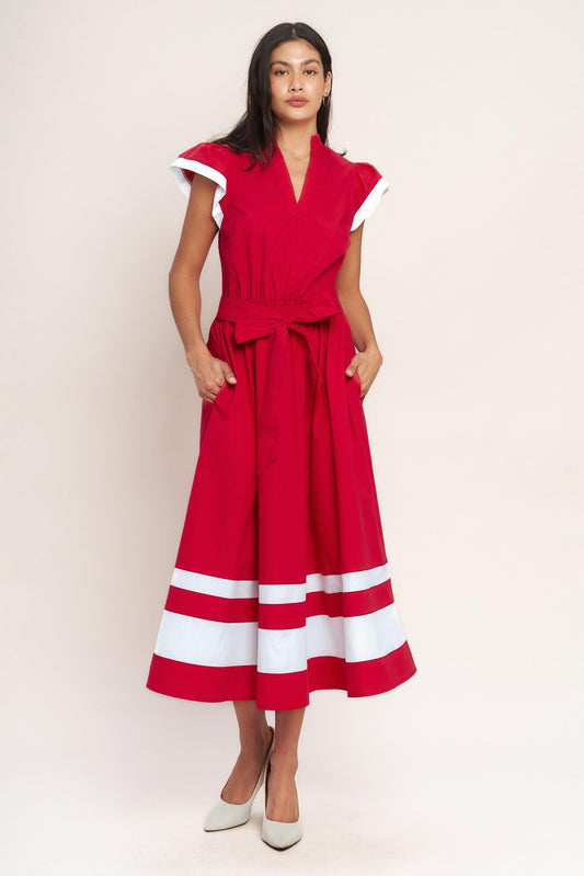 TRUE LOVE IN COLOR BLOCKED MIDI DRESS