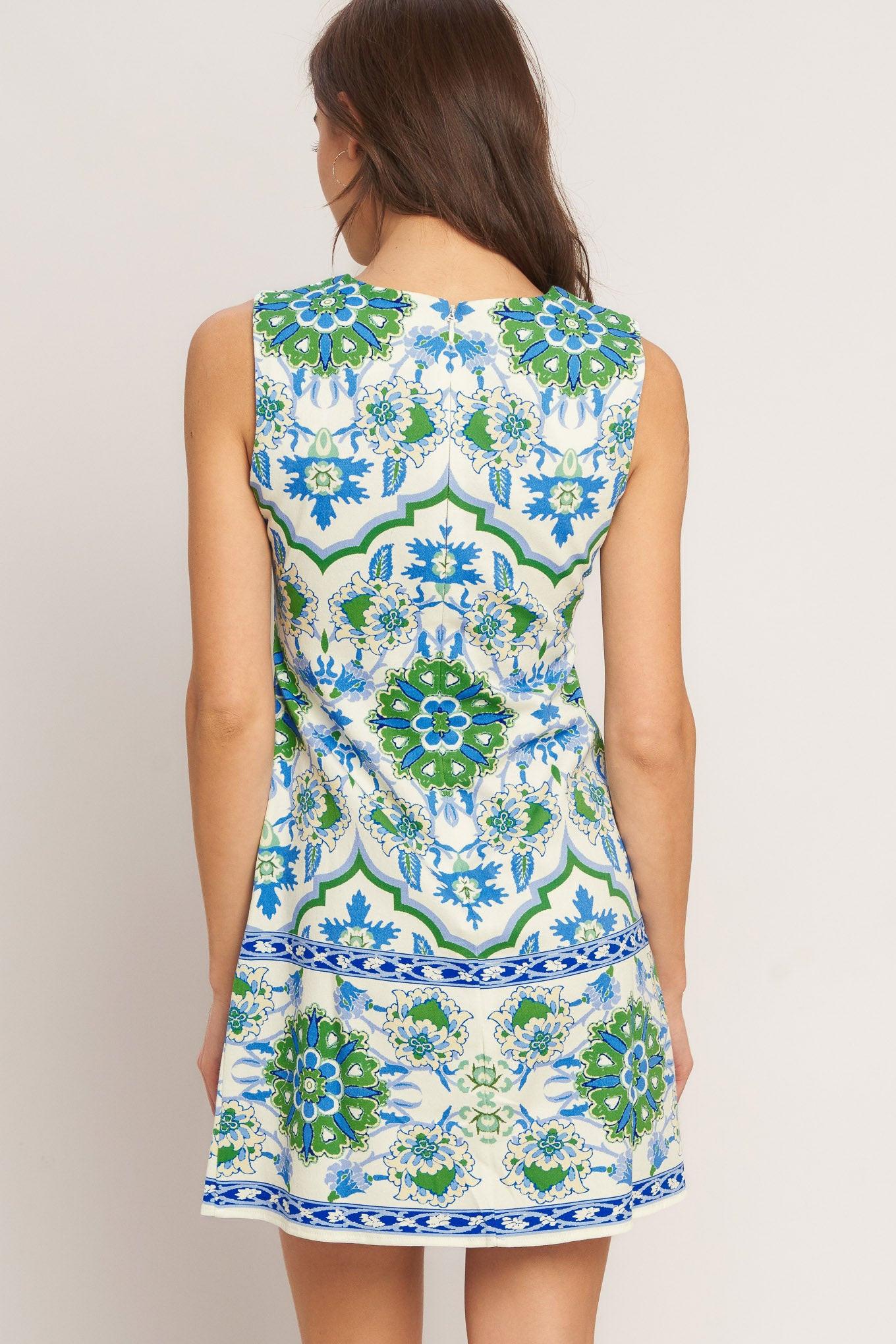EURO BLUE WOVEN MINI DRESS
