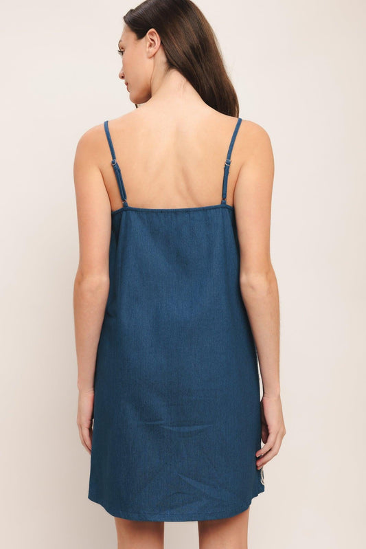 SEA BREEZE PAISLEY DENIM MINI DRESS