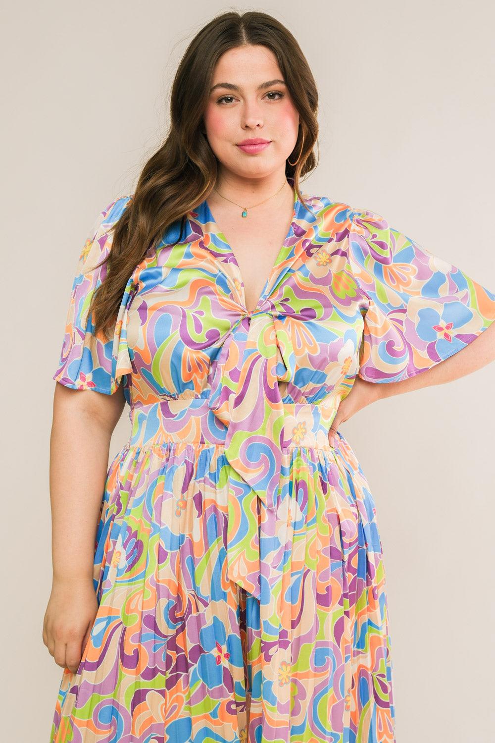 Secret Place Woven Jumpsuit With Shirt Collar V Neck And Pleated Wide Leg Pants