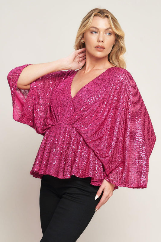 Start of Forever Sequin Top in fuchsia, view 1 — Soul Flow Apparel