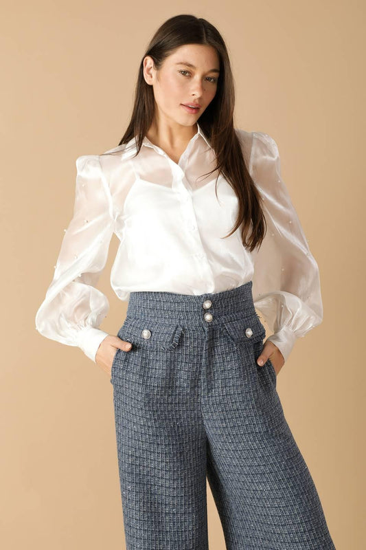 Girl on the Go Organza Top in cream, view 6 — Soul Flow Apparel