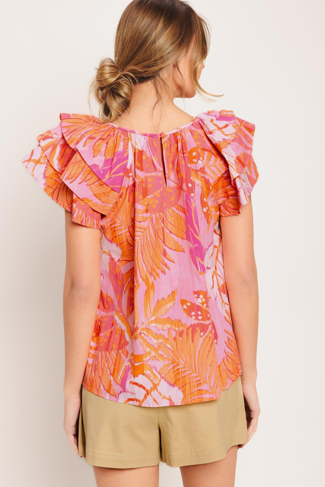 EVENING GLOW PINK WOVEN TOP