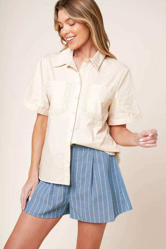 LAYTON CREAM WOVEN TOP