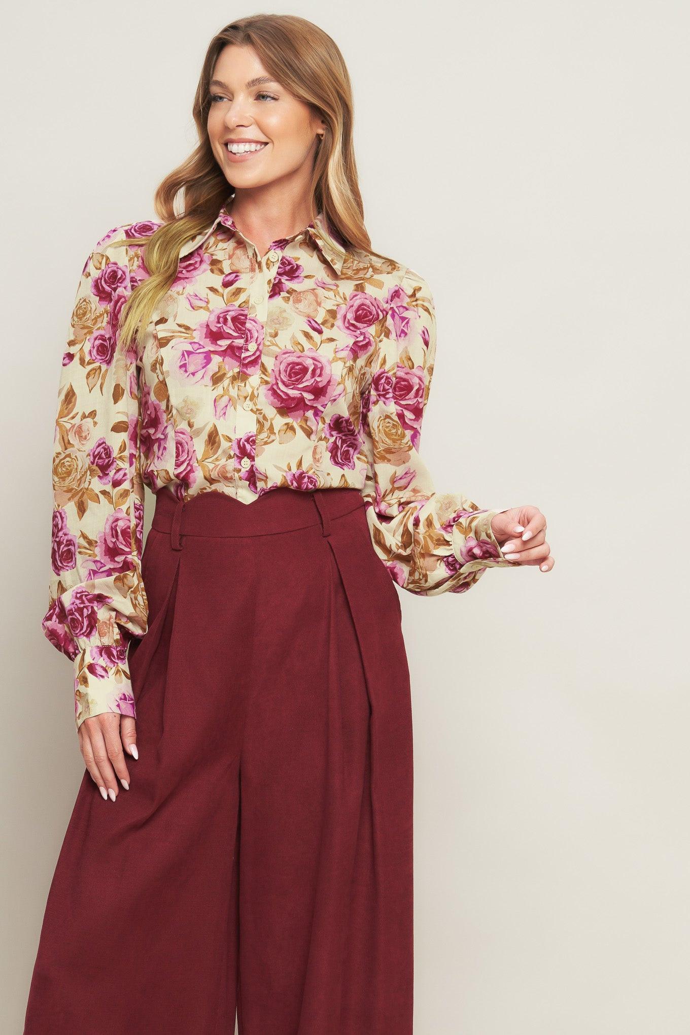PARISIAN ROSE DREAM WOVEN TOP