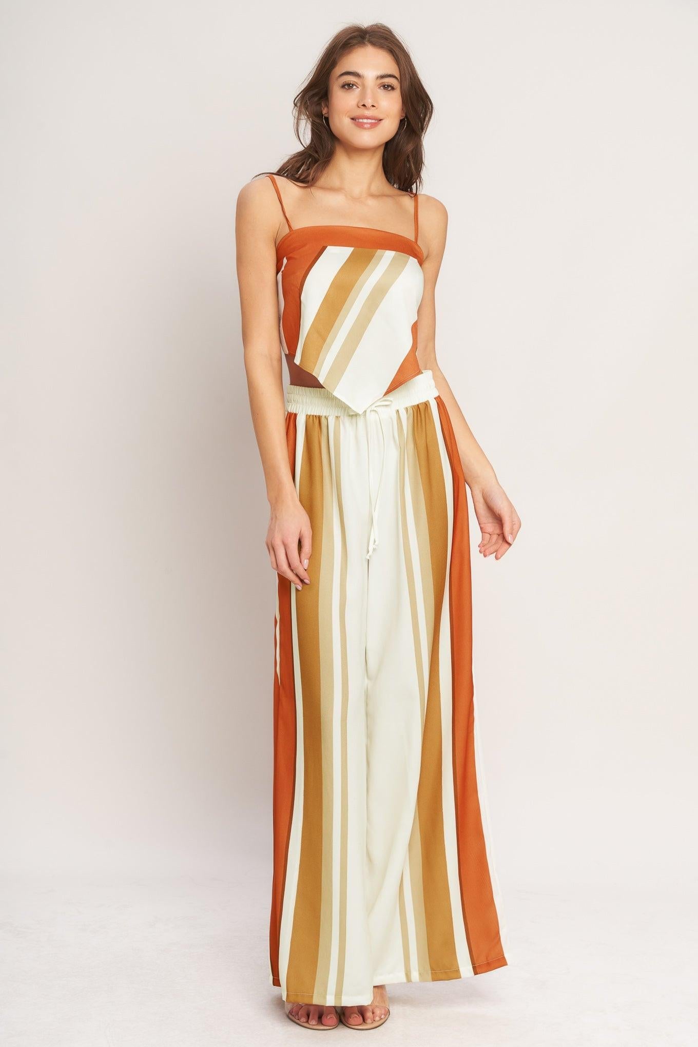 GOLDEN HORIZON WOVEN SCARF TOP