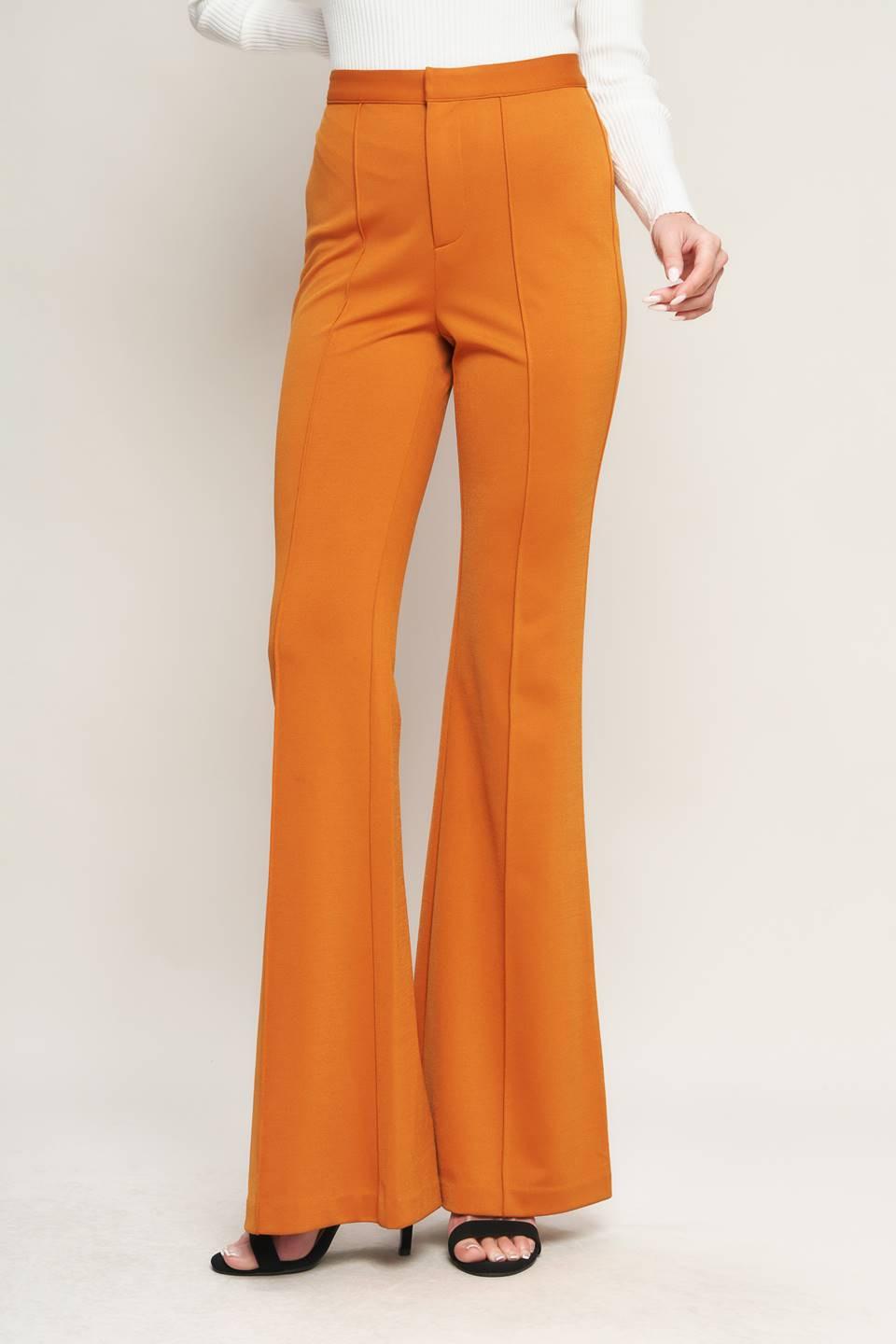 Depths Of Beauty Flare Pants High Rise Wide Leg Front Zipper Closure