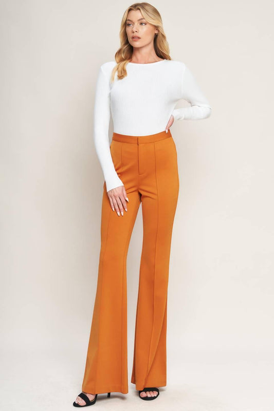 Depths Of Beauty Flare Pants High Rise Wide Leg Front Zipper Closure