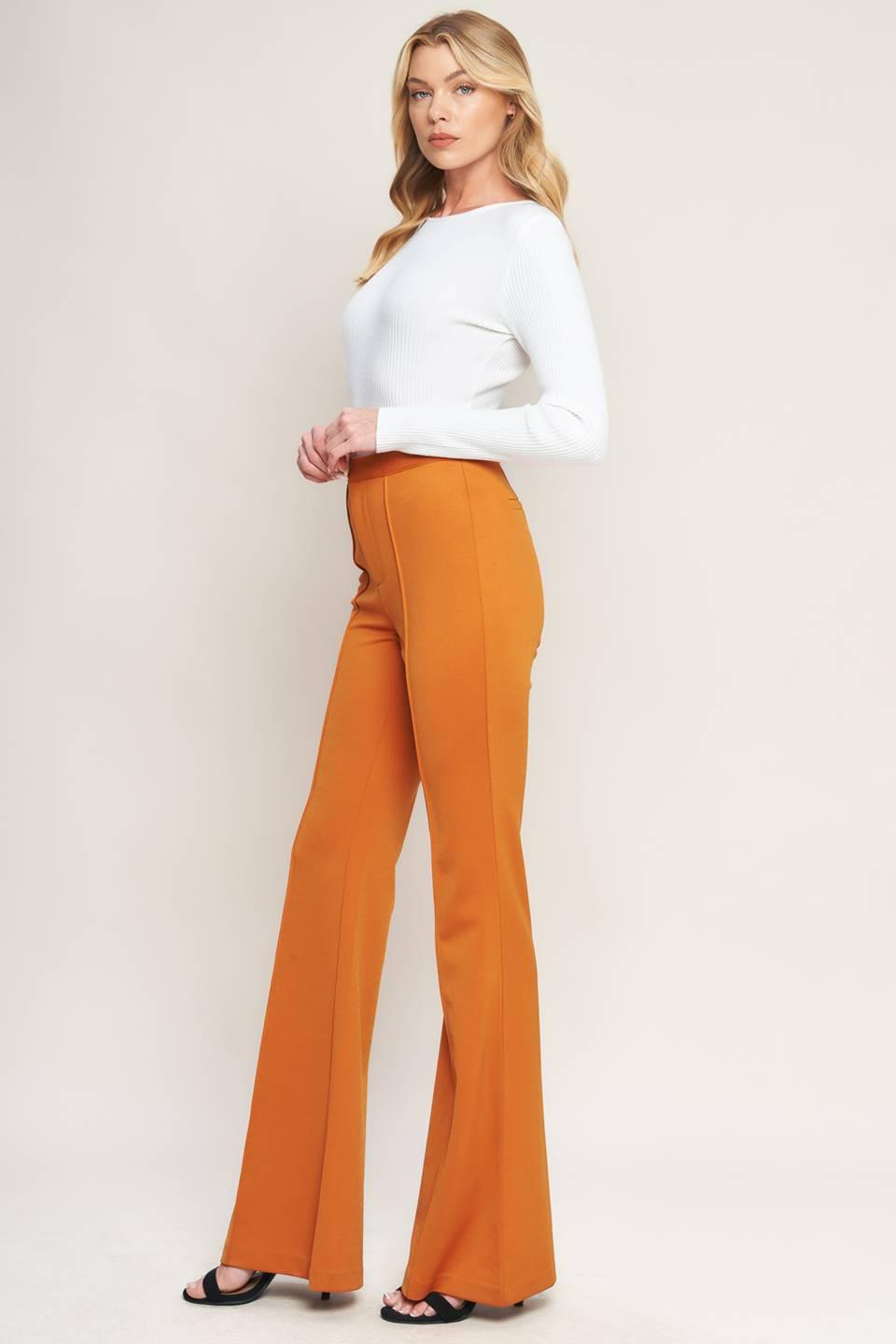 Depths Of Beauty Flare Pants High Rise Wide Leg Front Zipper Closure