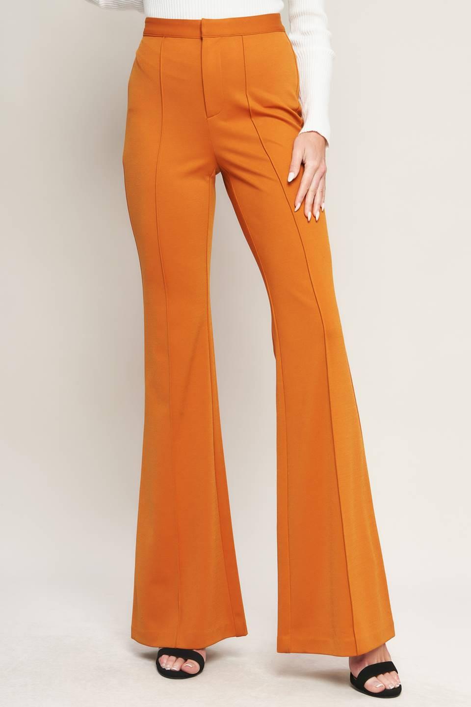 Depths Of Beauty Flare Pants High Rise Wide Leg Front Zipper Closure