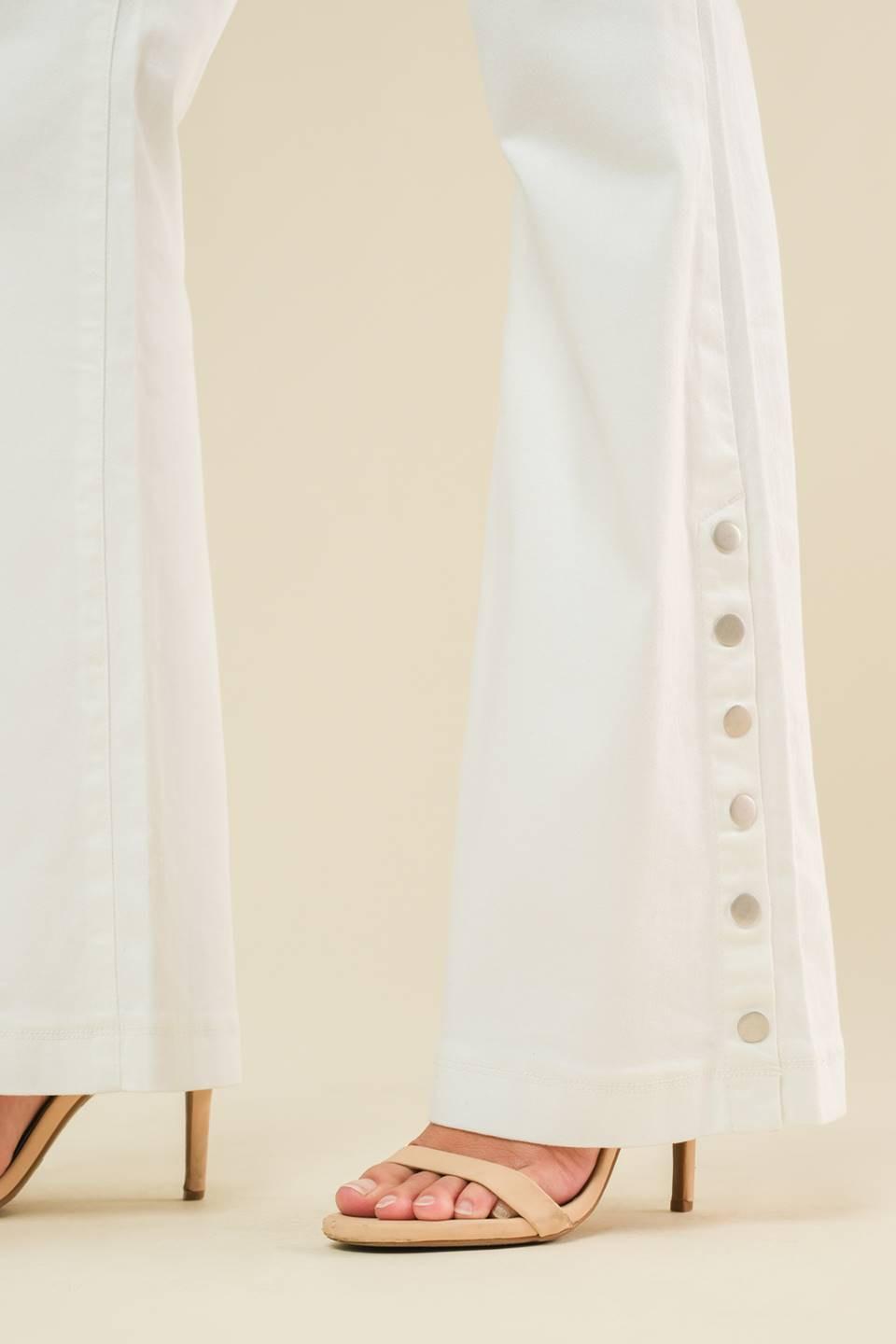 Forever Your Girl White Denim High Waist Bootcut Jeans With Self Tie